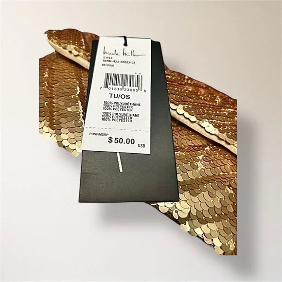 Nicole Miller Gold Sequin‎ Crossbody Bag Convertible Clutch Chain Holiday Party - Picture 2 of 12